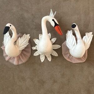 Target White and Pink Swan Trio Decor